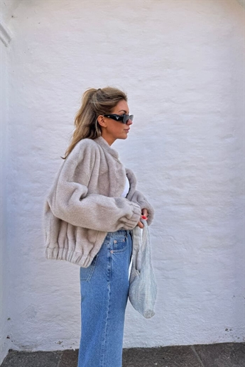 Ba&sh, Paros faux fur jacket, Grey